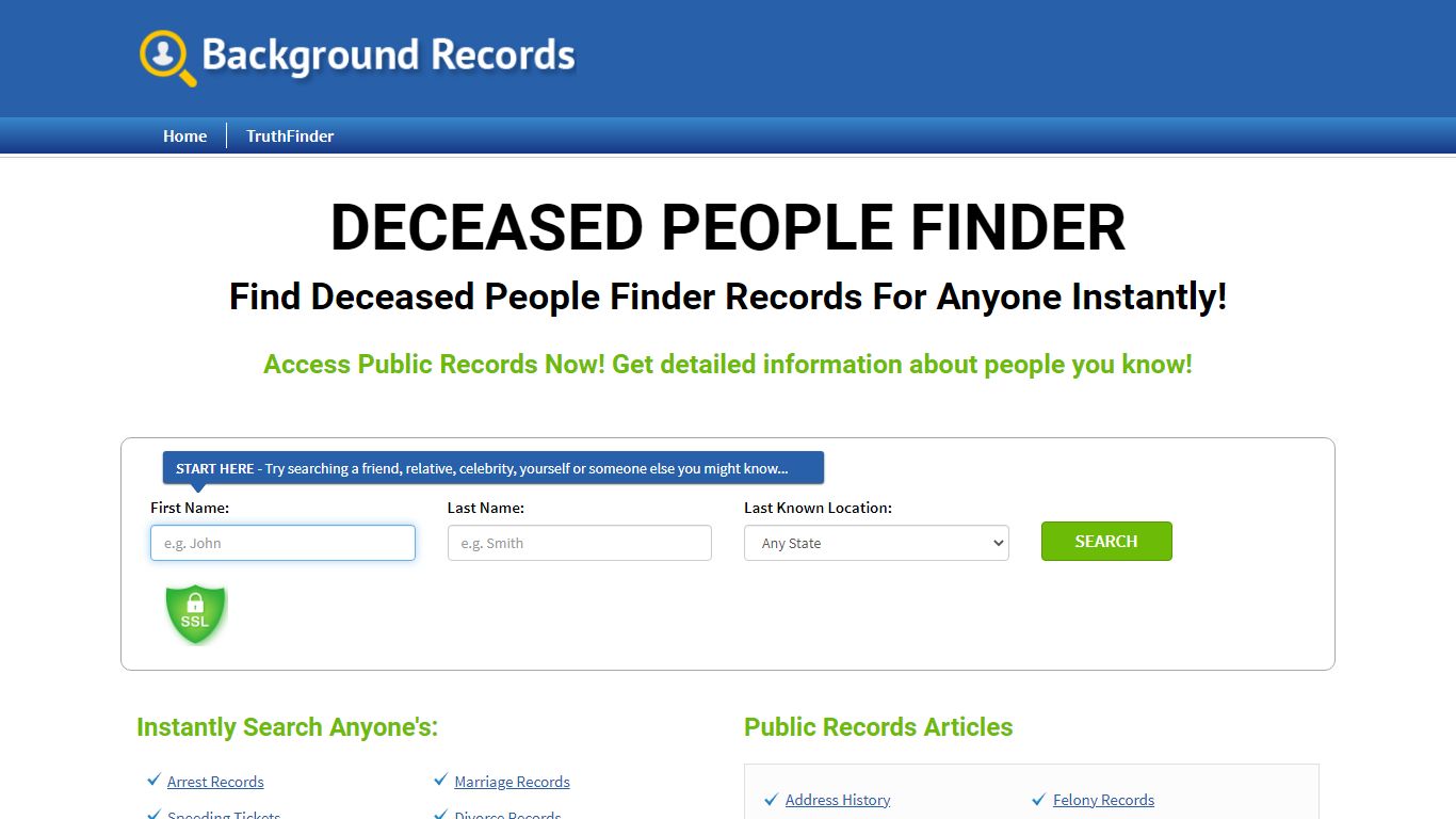 Find Deceased People Finder For Anyone - Background Records